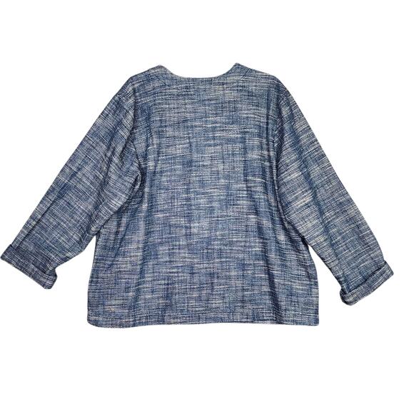 Pure J Jill Indigo Blazer Jacket Blue Cardigan XL Button Front Blue Tweed - Picture 3 of 7